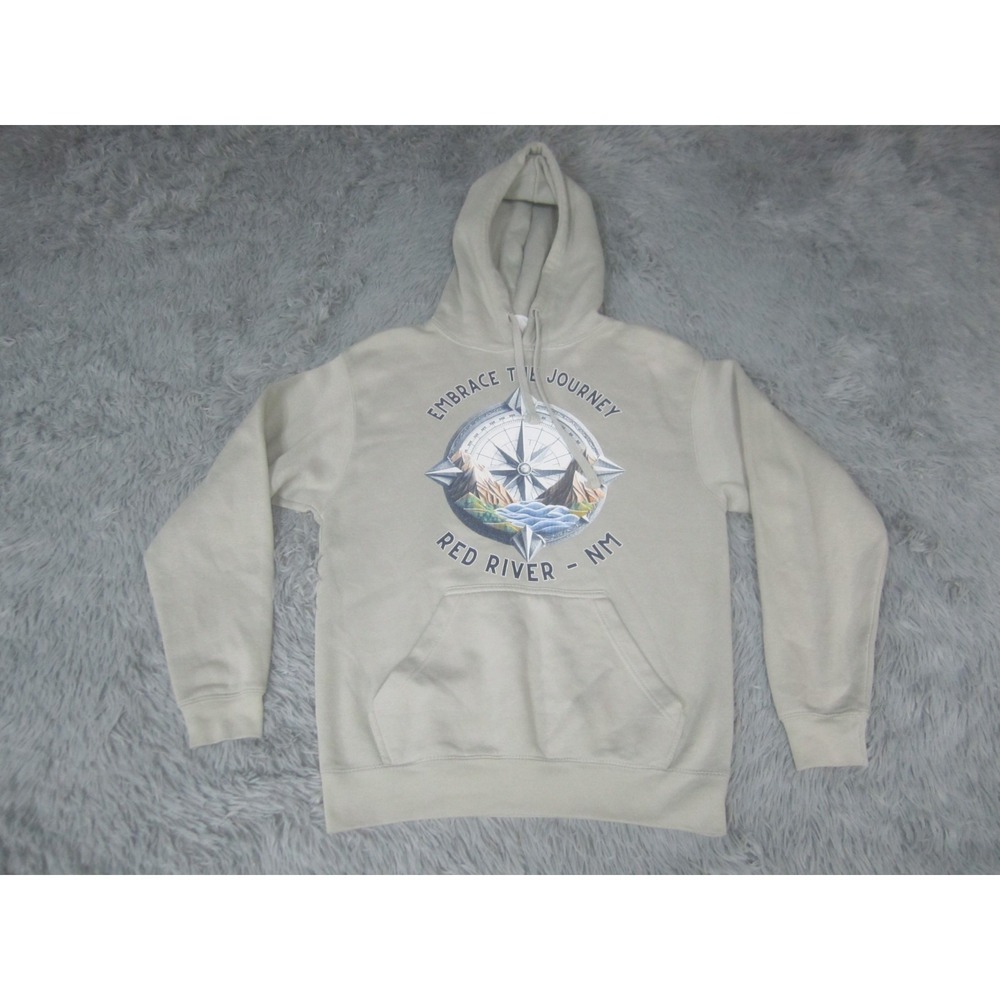 Mens Hoodie Small Sweatshirt Long Sleeve Embrace the Journey Red‎ River NM